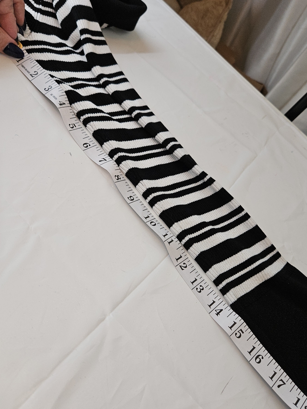 Express Black & White Striped Button-Up Knit Cardigan - Picture 8 of 12